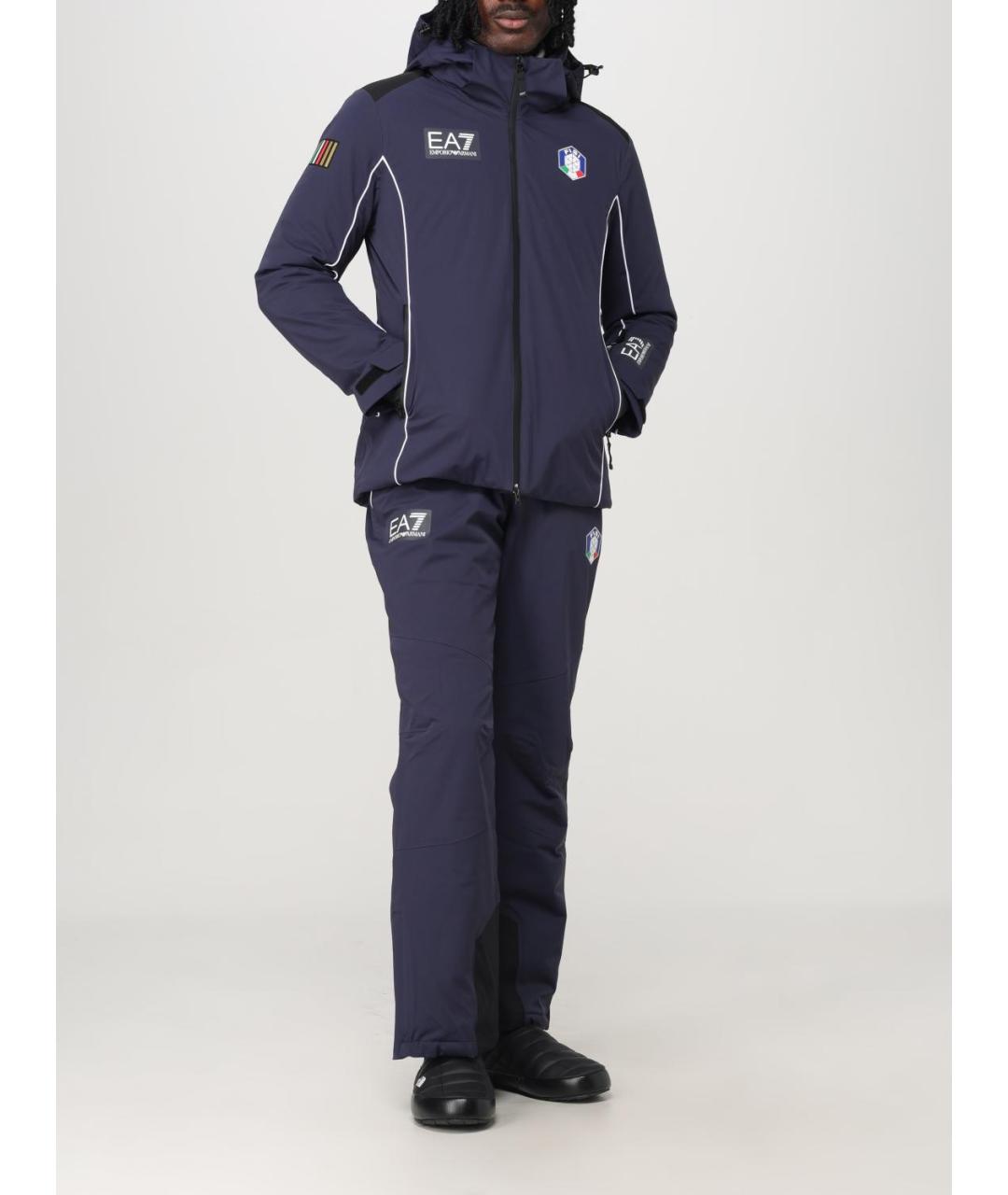 EA7 Синяя полиамидовая куртка, фото 3