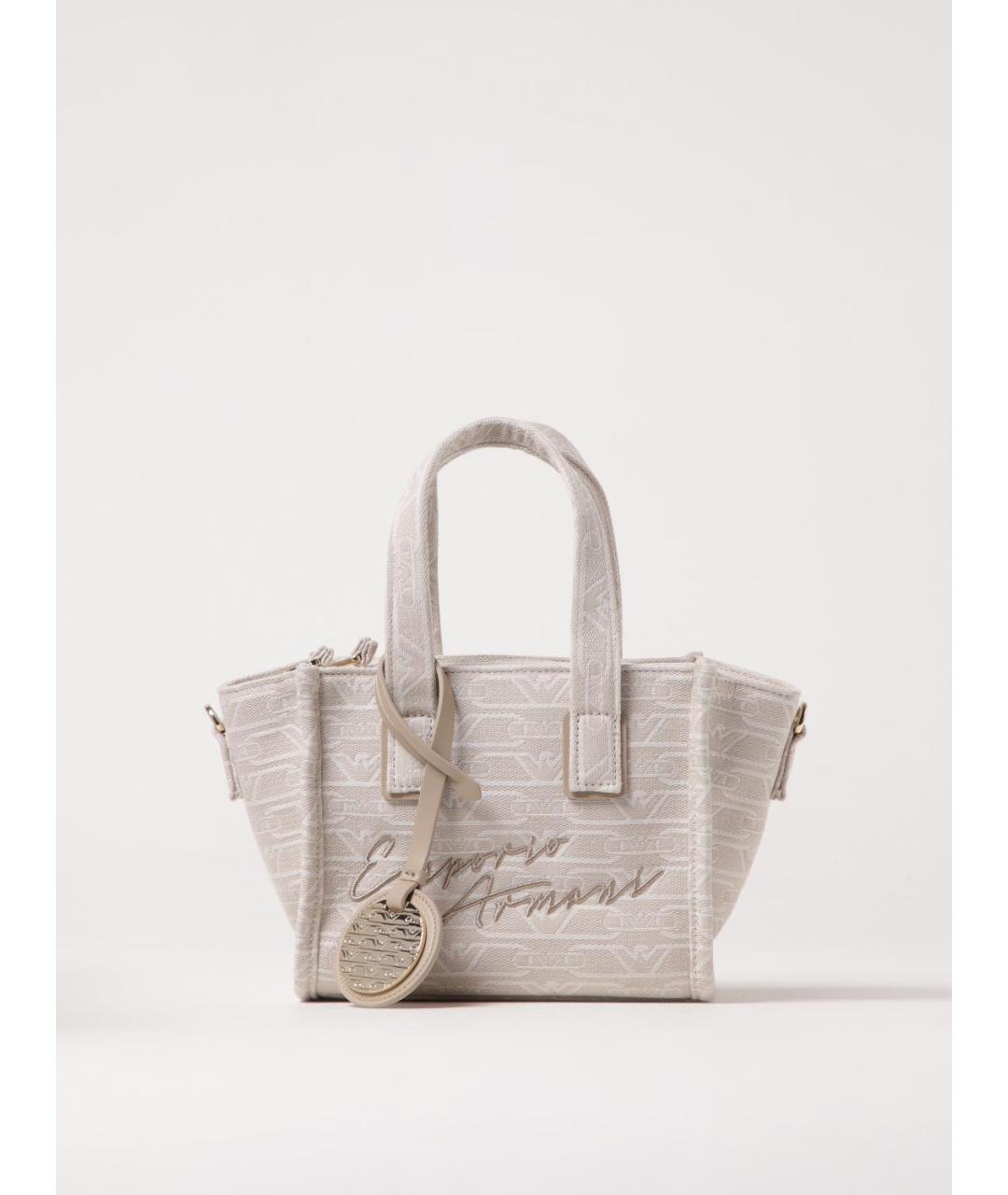 EMPORIO ARMANI Бежевая тканевая сумка тоут, фото 4