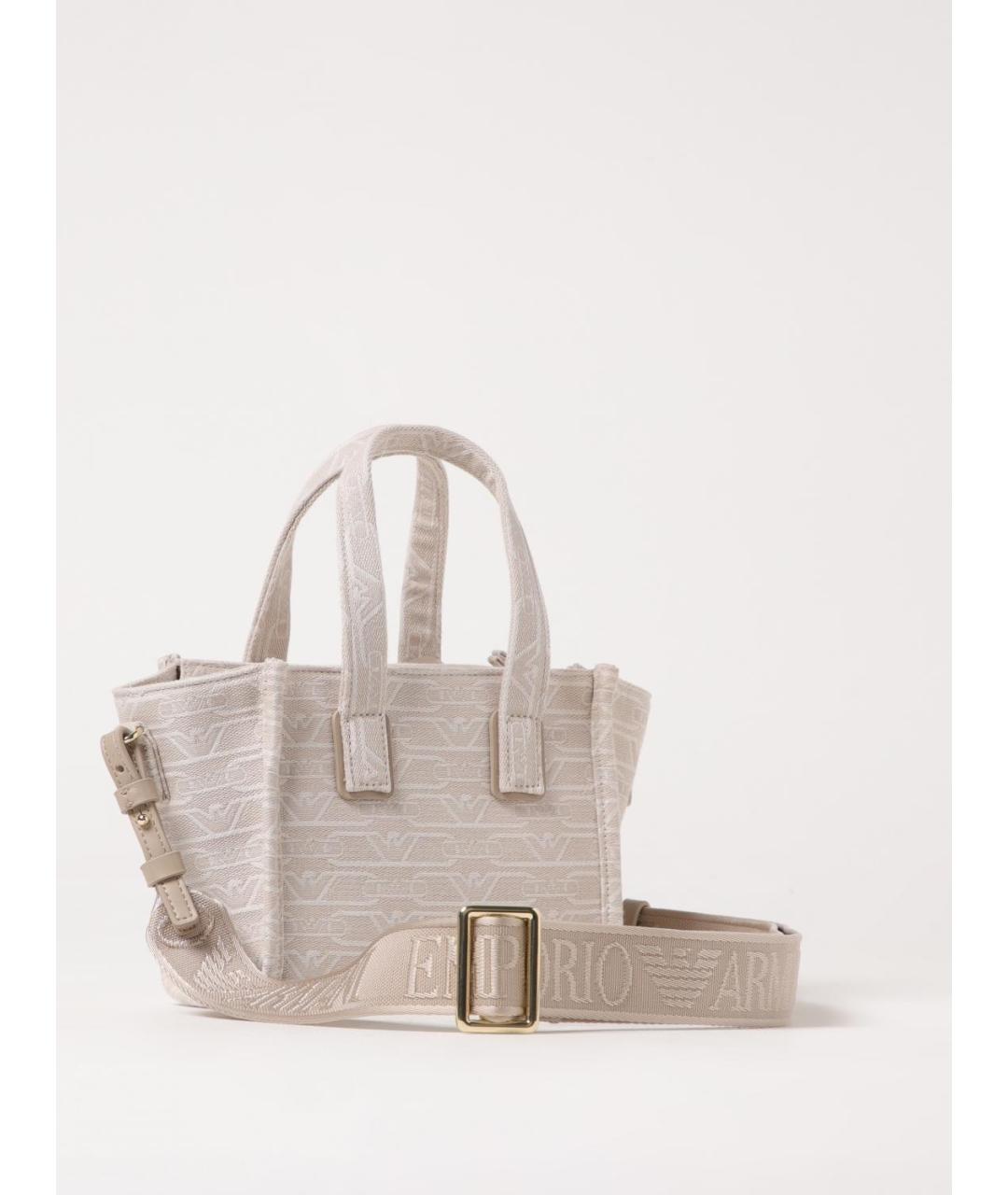 EMPORIO ARMANI Бежевая тканевая сумка тоут, фото 2