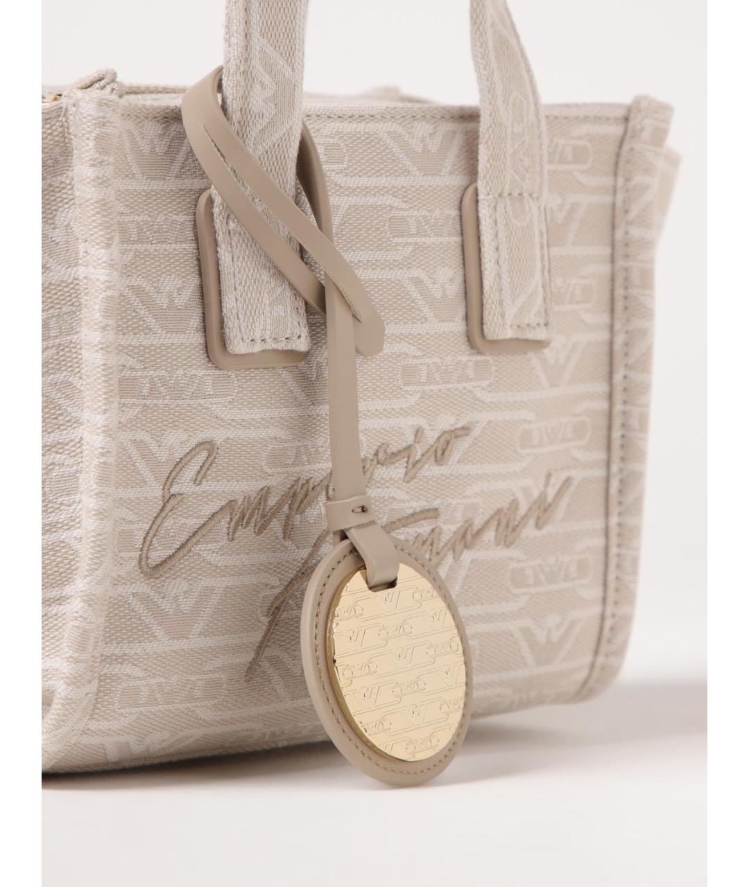 EMPORIO ARMANI Бежевая тканевая сумка тоут, фото 3