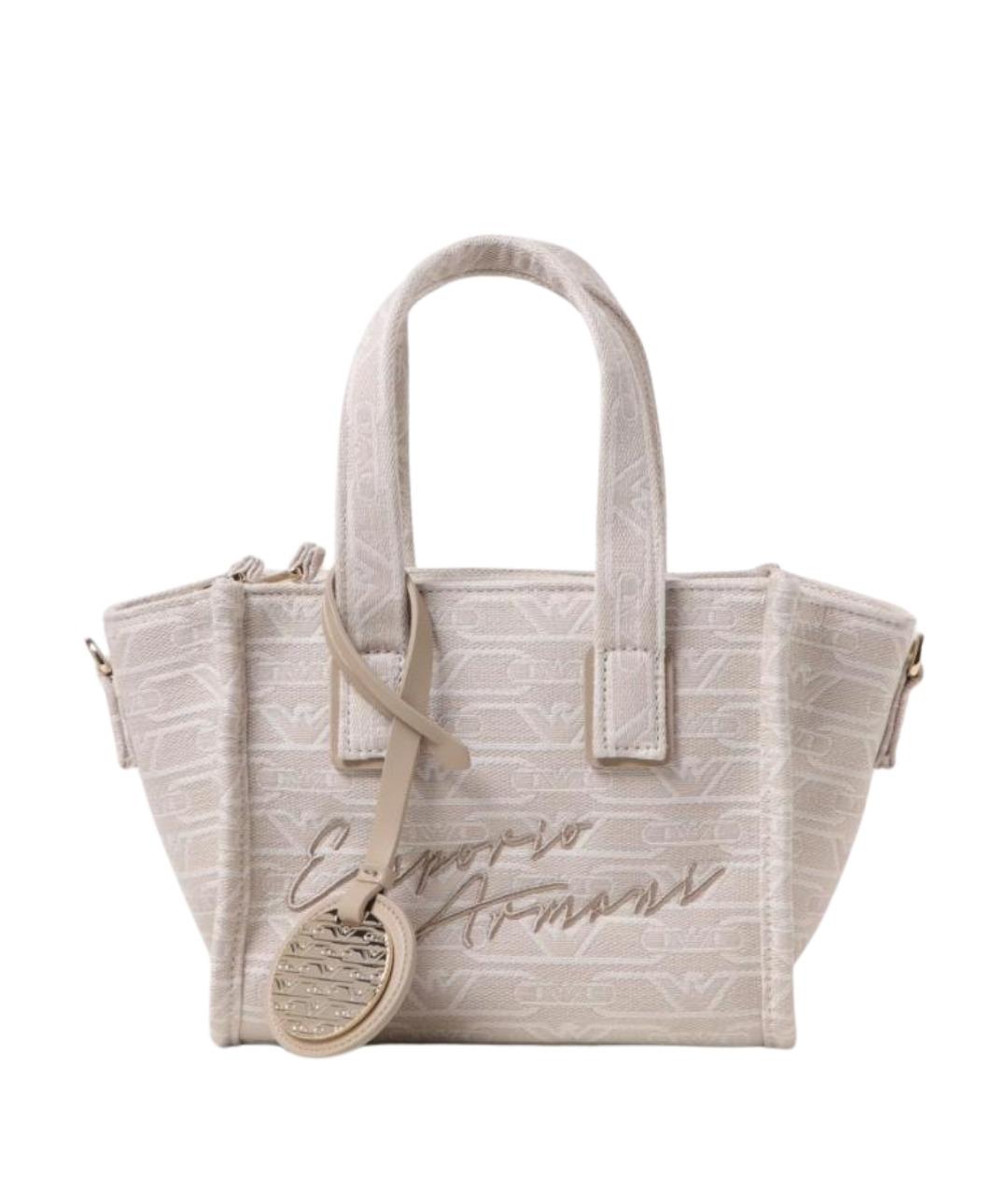EMPORIO ARMANI Бежевая тканевая сумка тоут, фото 1