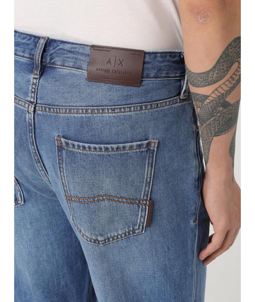 ARMANI EXCHANGE Синие хлопковые прямые джинсы, фото 3