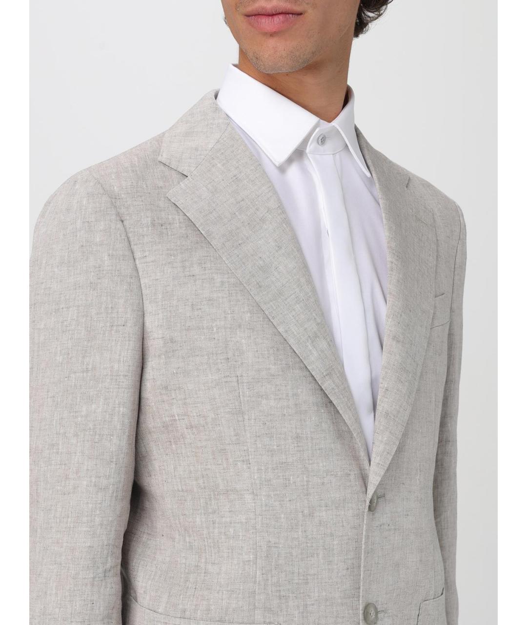 FAY Бежевый льняной пиджак, фото 4