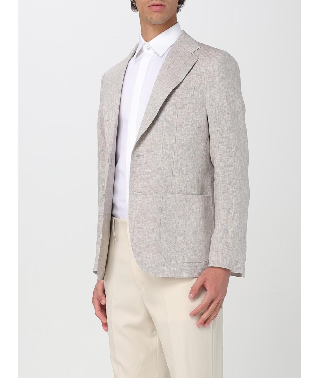 FAY Бежевый льняной пиджак, фото 3