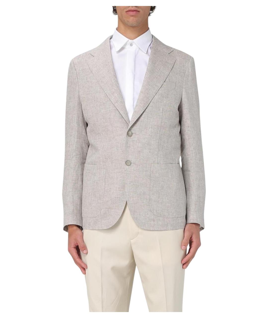 FAY Бежевый льняной пиджак, фото 1