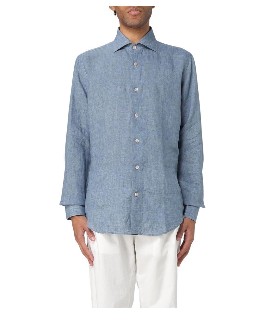 ELEVENTY Голубая льняная кэжуал рубашка, фото 1