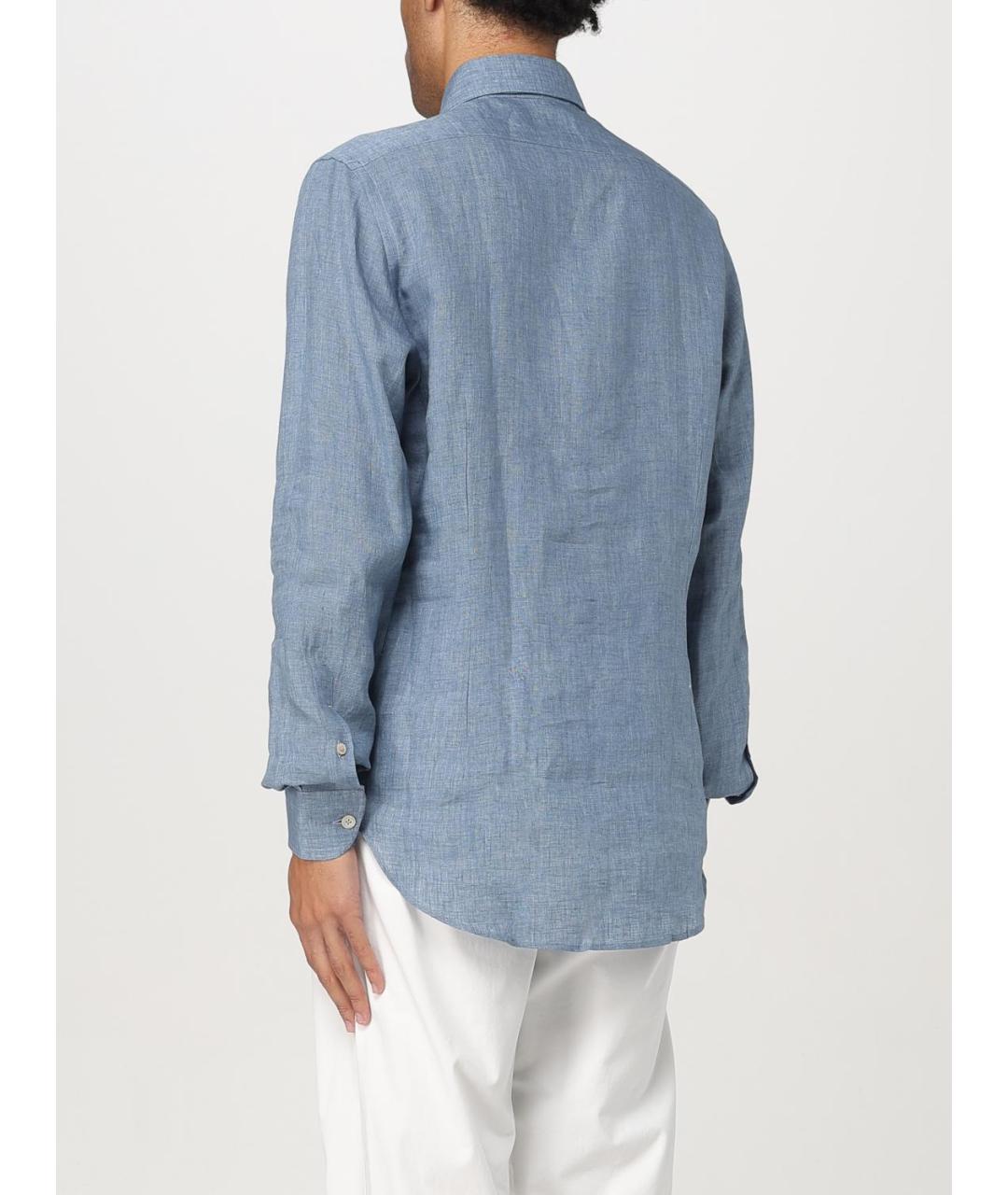 ELEVENTY Голубая льняная кэжуал рубашка, фото 2