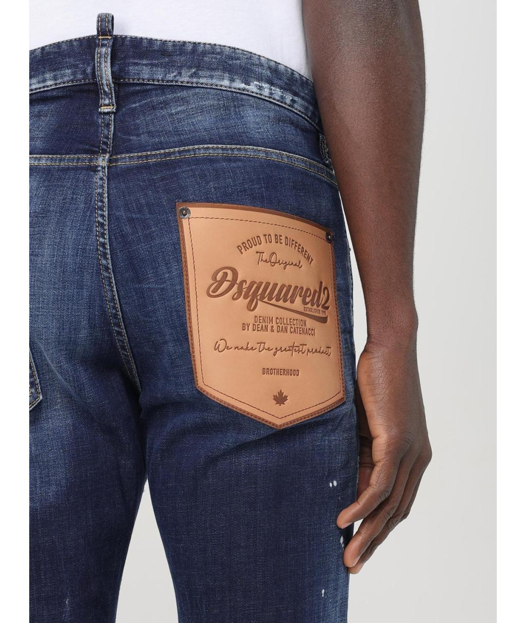 DSQUARED2 Синие хлопко-эластановые джинсы скинни, фото 4