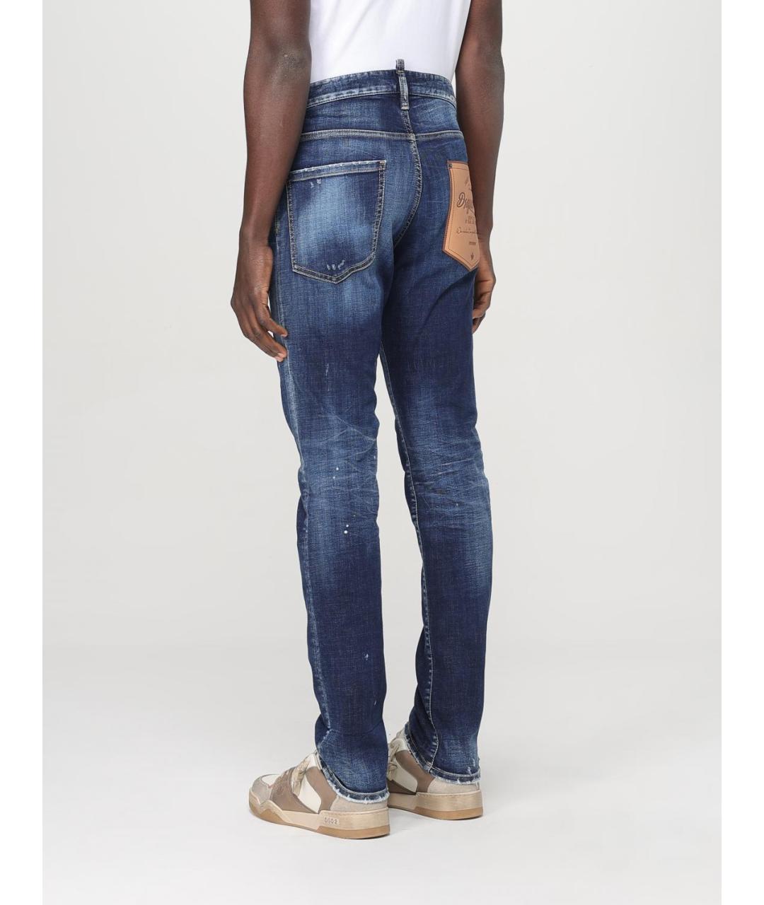 DSQUARED2 Синие хлопко-эластановые джинсы скинни, фото 3