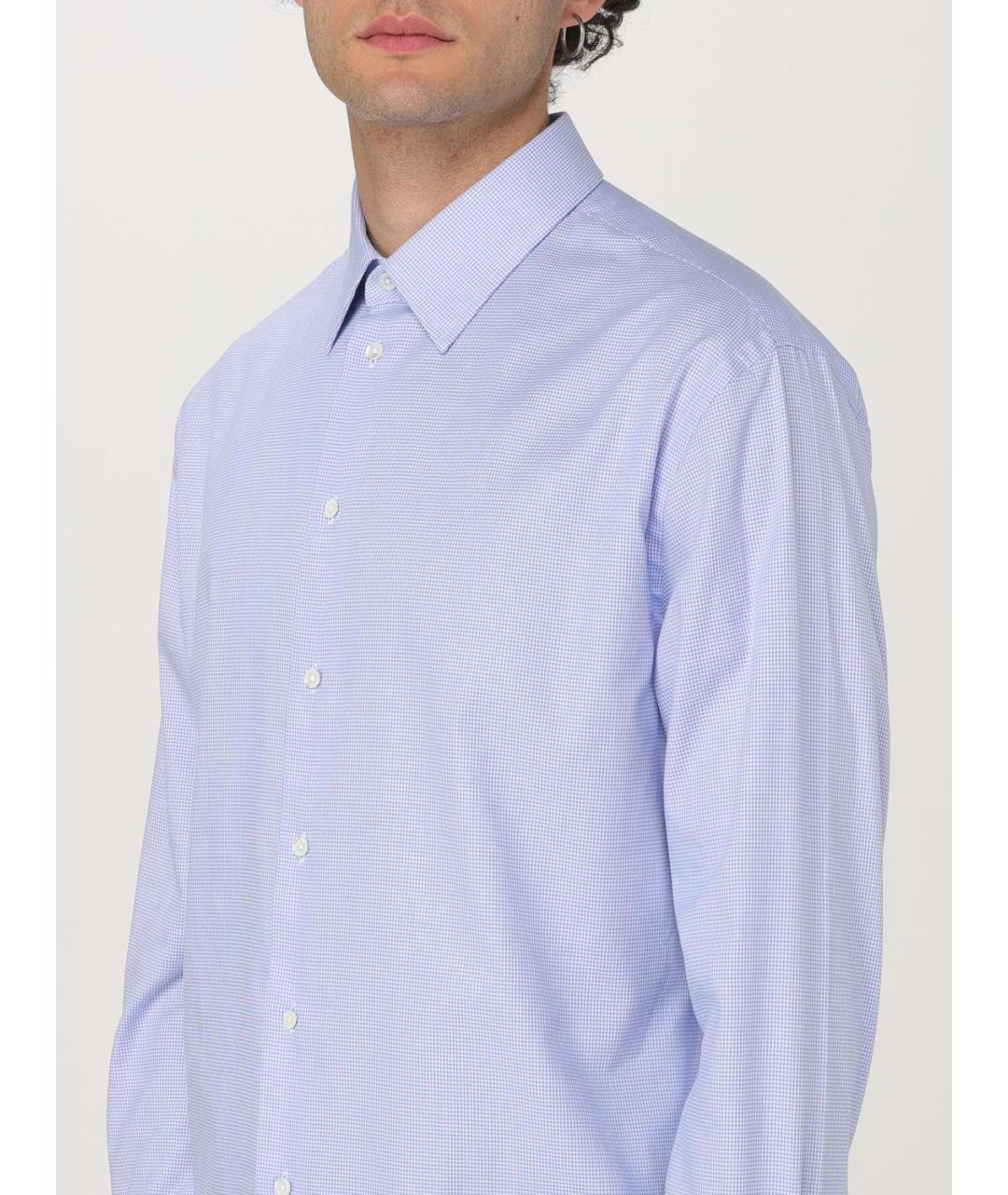 EMPORIO ARMANI Голубая хлопковая классическая рубашка, фото 3