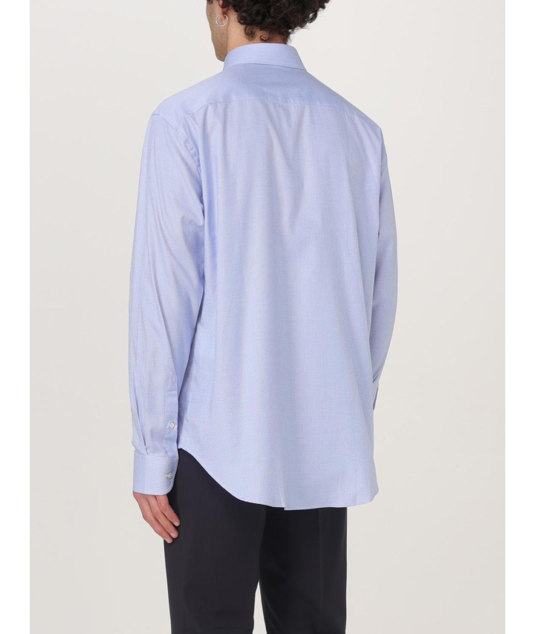 EMPORIO ARMANI Голубая хлопковая классическая рубашка, фото 2