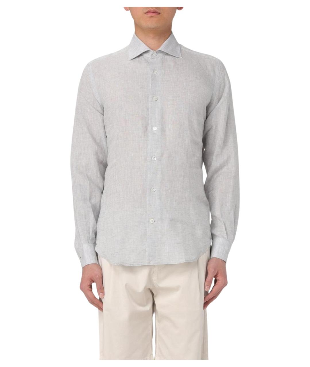 ELEVENTY Серая льняная кэжуал рубашка, фото 1