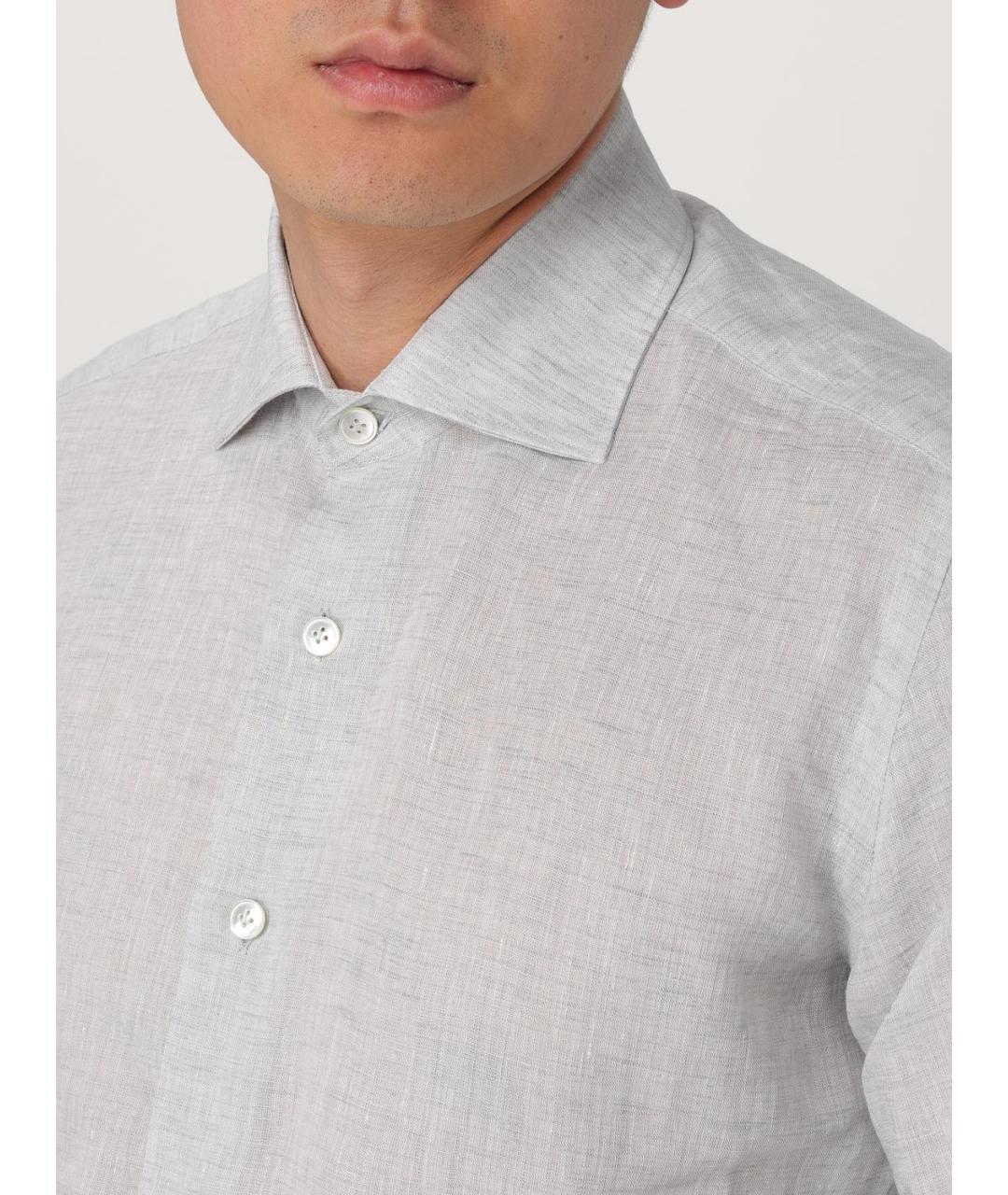 ELEVENTY Серая льняная кэжуал рубашка, фото 4