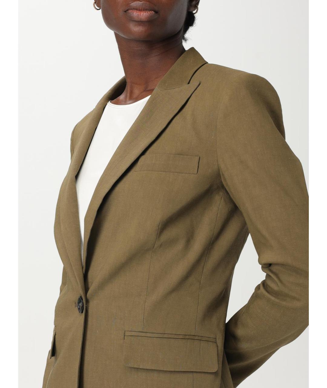 PINKO Хаки льняной жакет/пиджак, фото 6