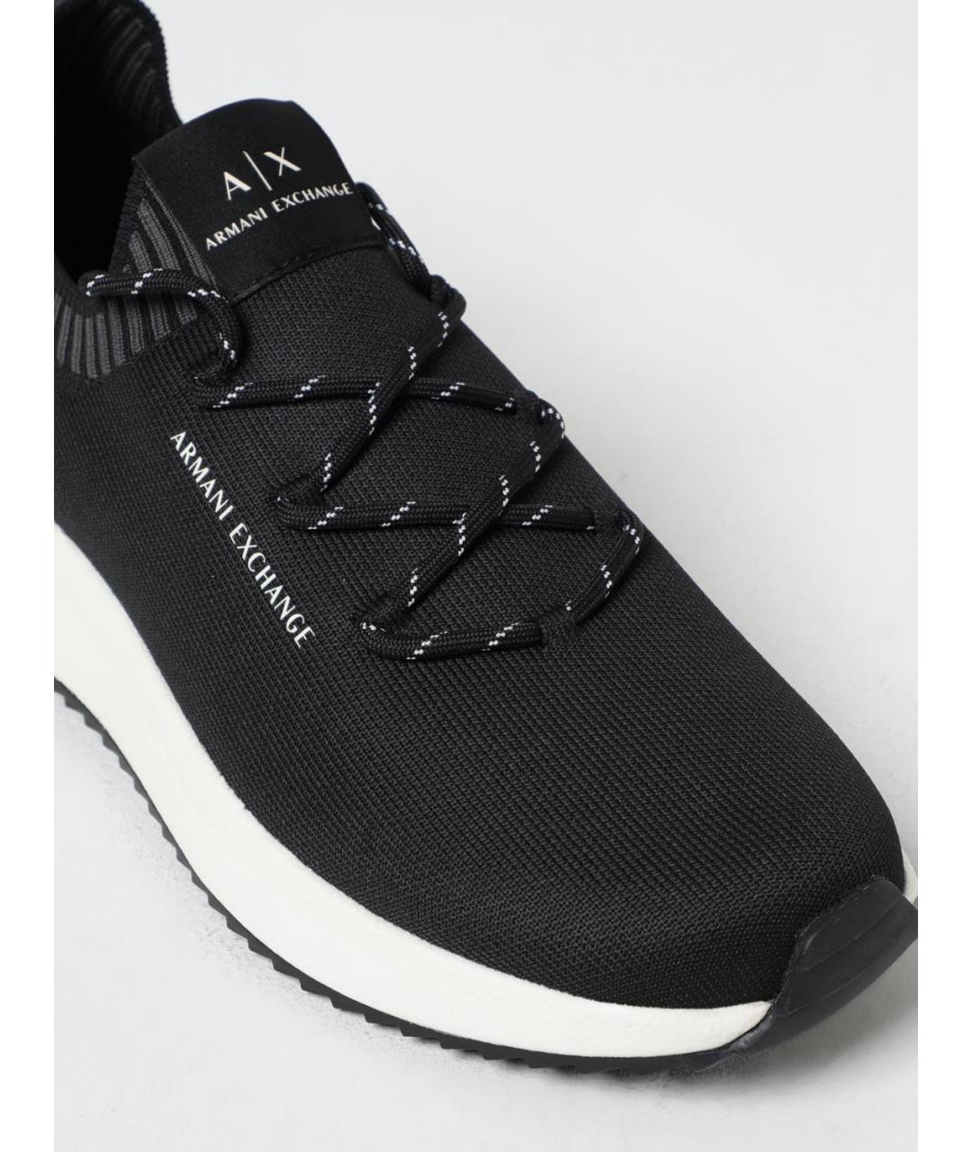 ARMANI EXCHANGE Черные синтетические низкие кроссовки / кеды, фото 4