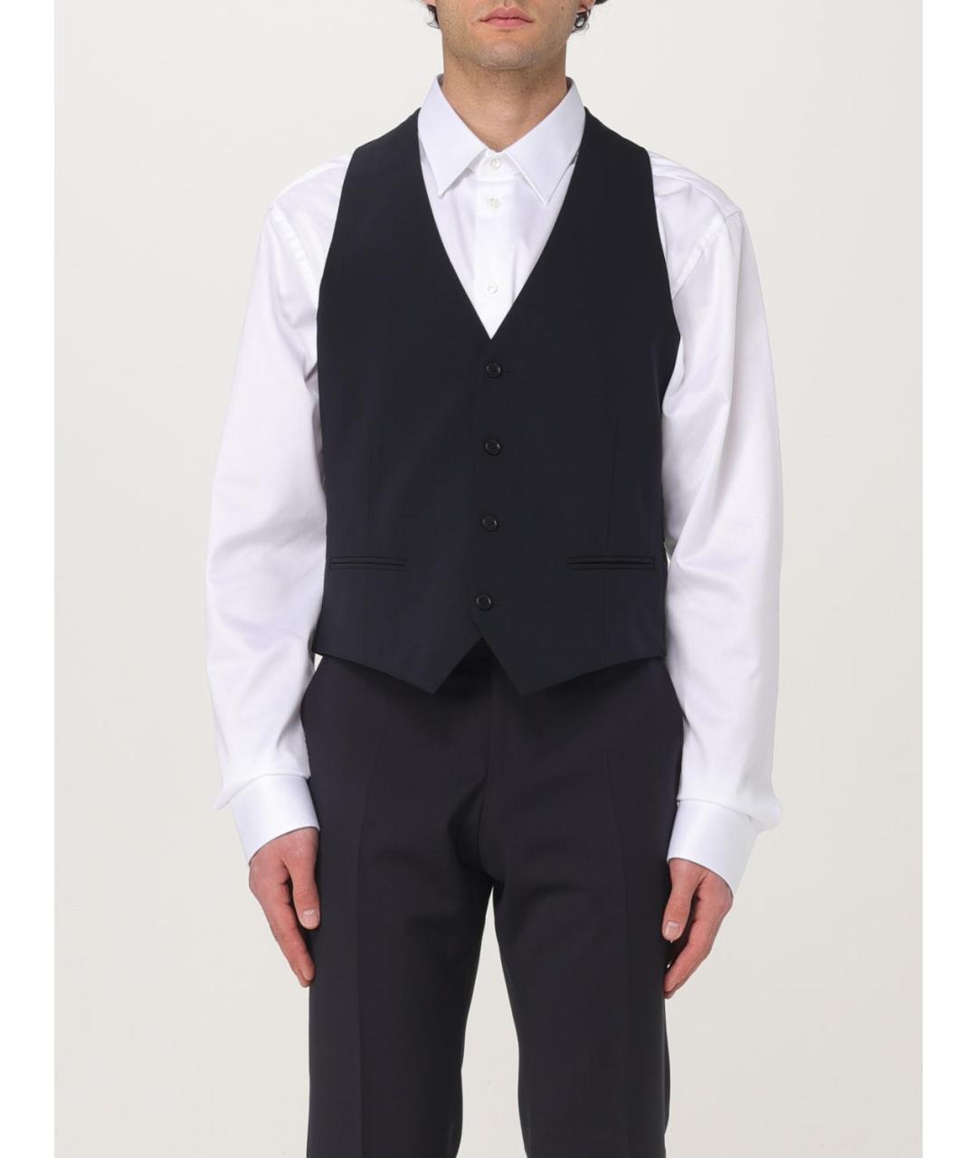 EMPORIO ARMANI Темно-синий шерстяной жилет, фото 6