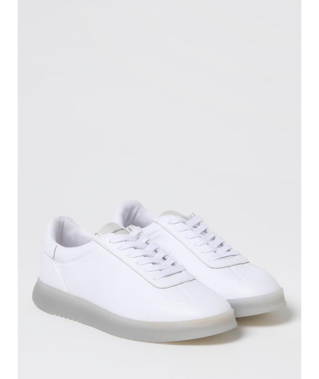 EMPORIO ARMANI Белые кожаные низкие кроссовки / кеды, фото 2