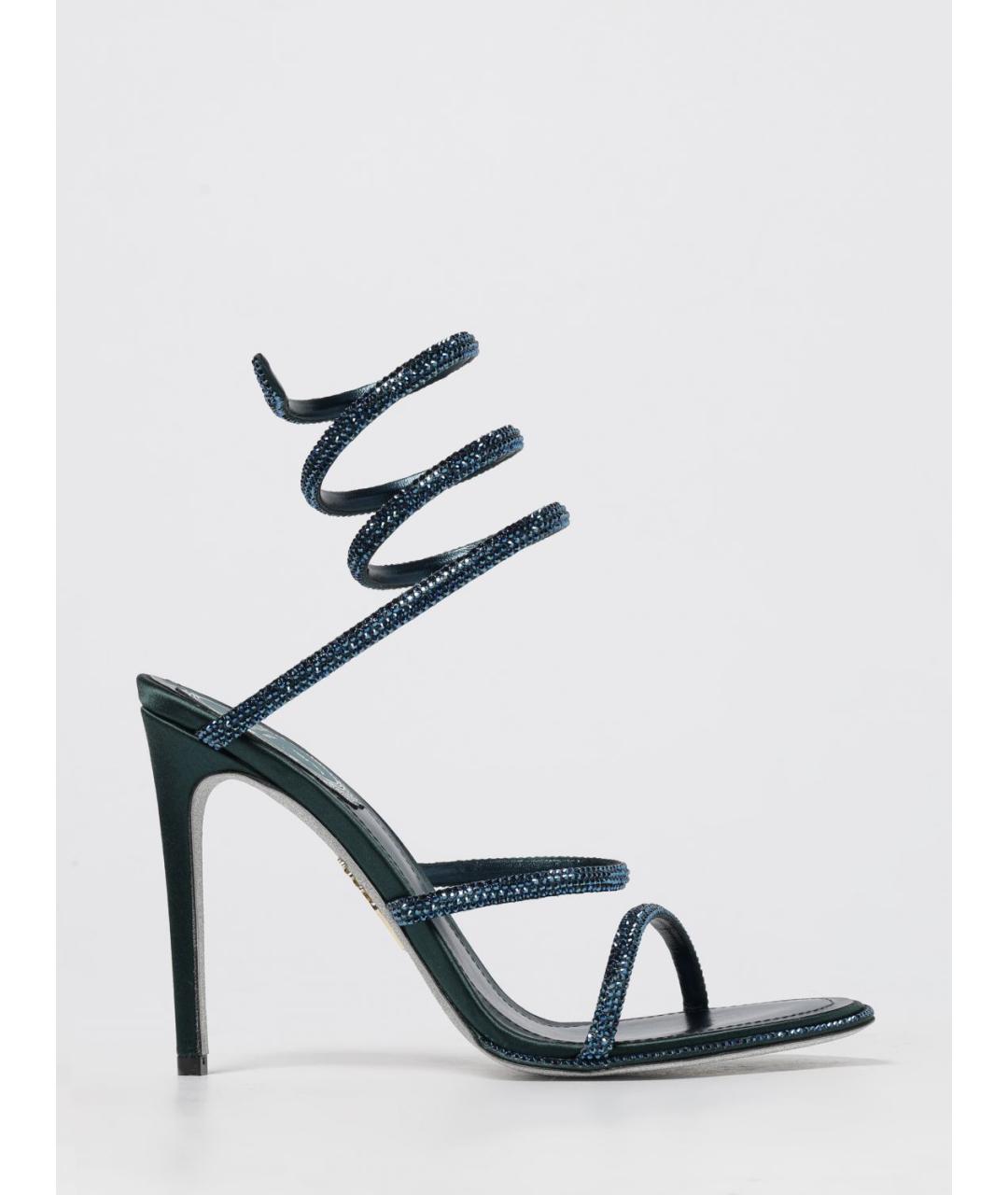 RENE CAOVILLA Зеленые текстильные босоножки, фото 5