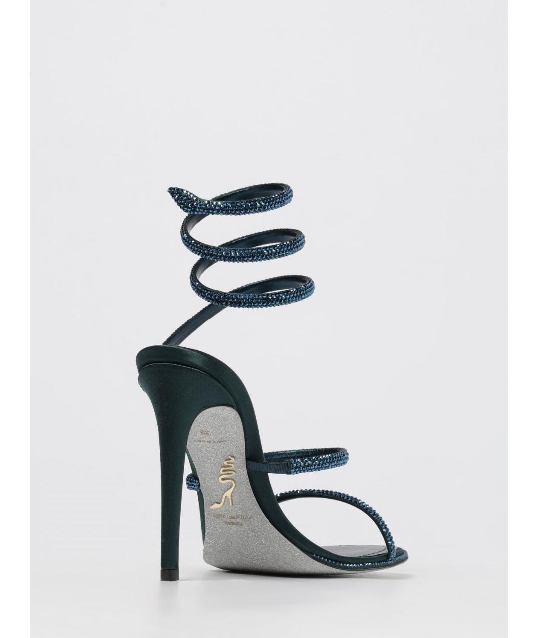 RENE CAOVILLA Зеленые текстильные босоножки, фото 3