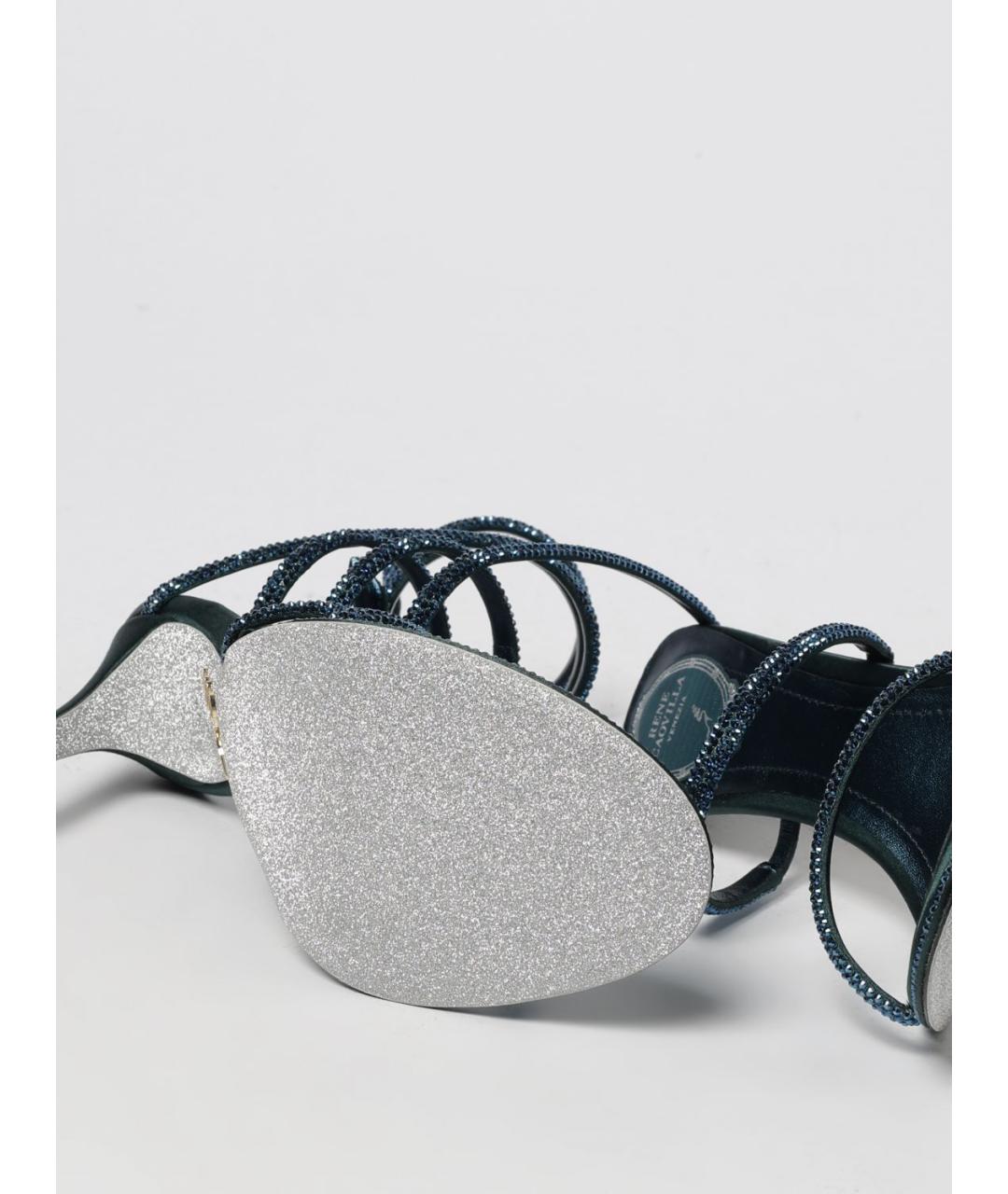 RENE CAOVILLA Зеленые текстильные босоножки, фото 4