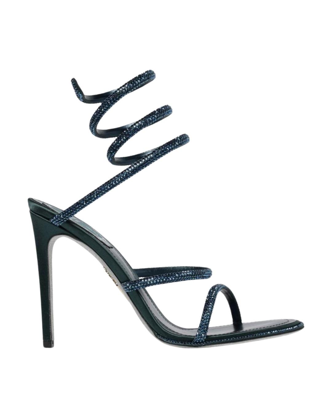 RENE CAOVILLA Зеленые текстильные босоножки, фото 1