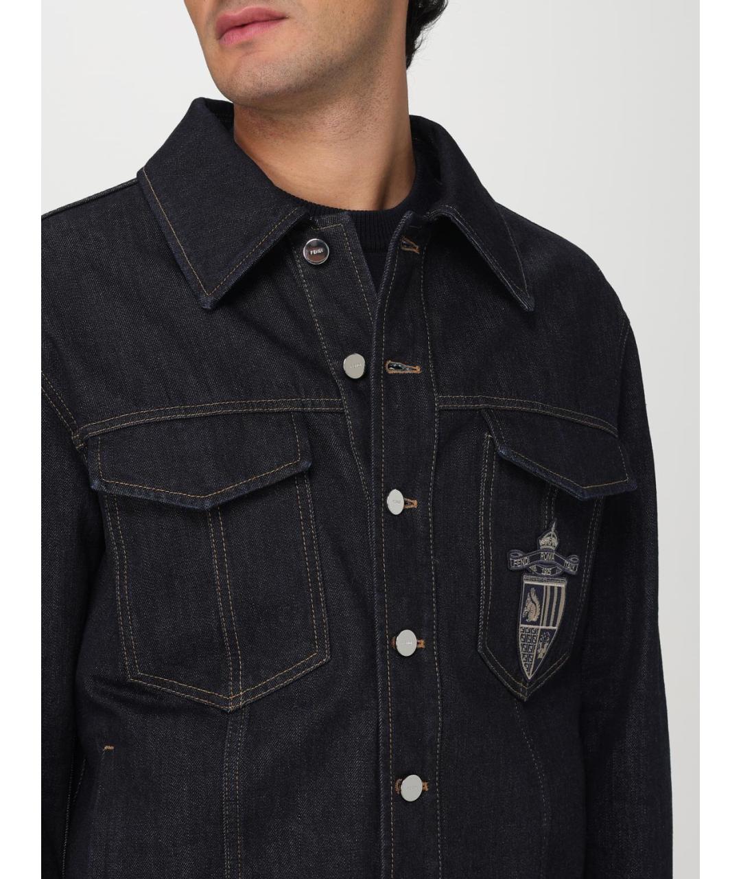 FENDI Темно-синяя хлопковая куртка, фото 6