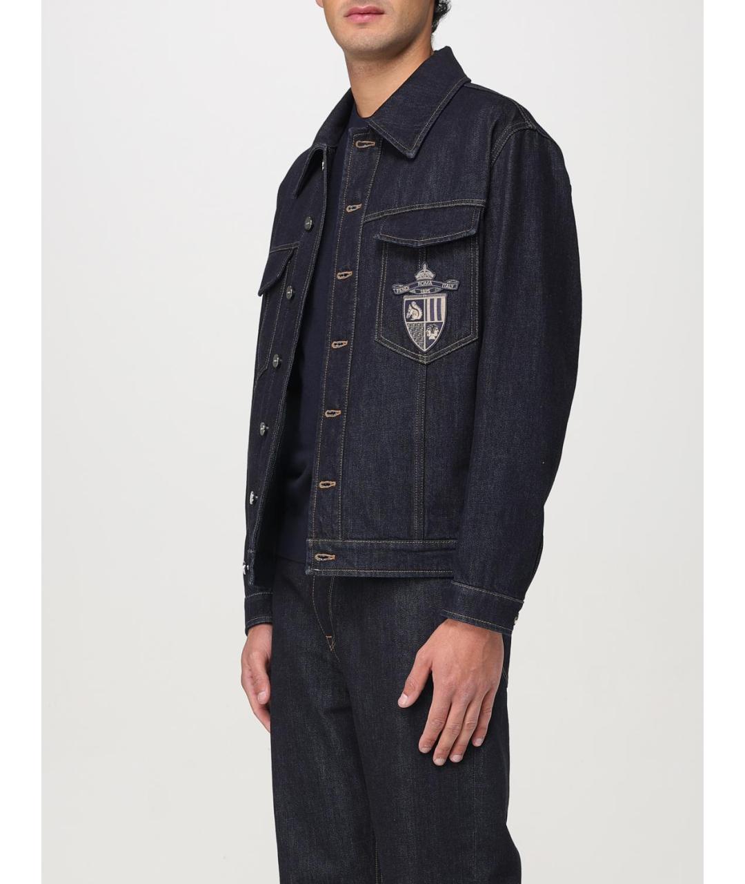 FENDI Темно-синяя хлопковая куртка, фото 5