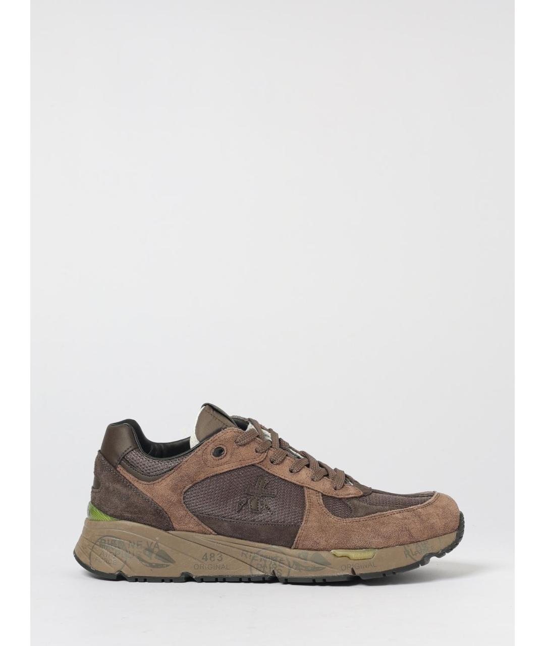 PREMIATA Коричневые кожаные низкие кроссовки / кеды, фото 4