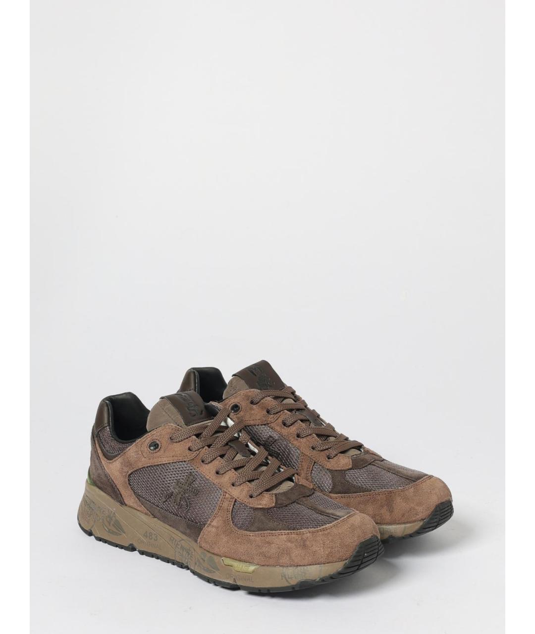 PREMIATA Коричневые кожаные низкие кроссовки / кеды, фото 2