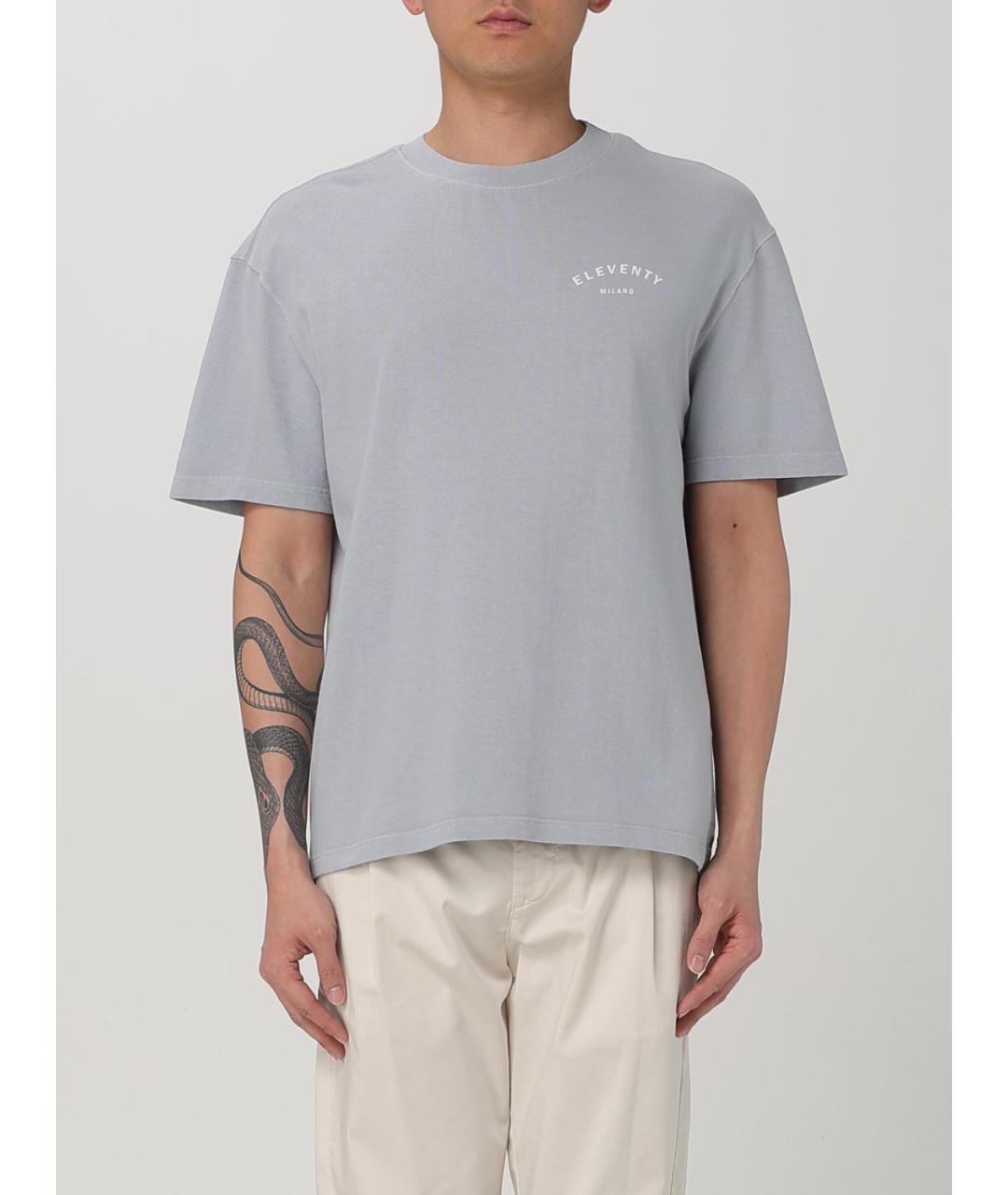 ELEVENTY Серая хлопковая футболка, фото 4