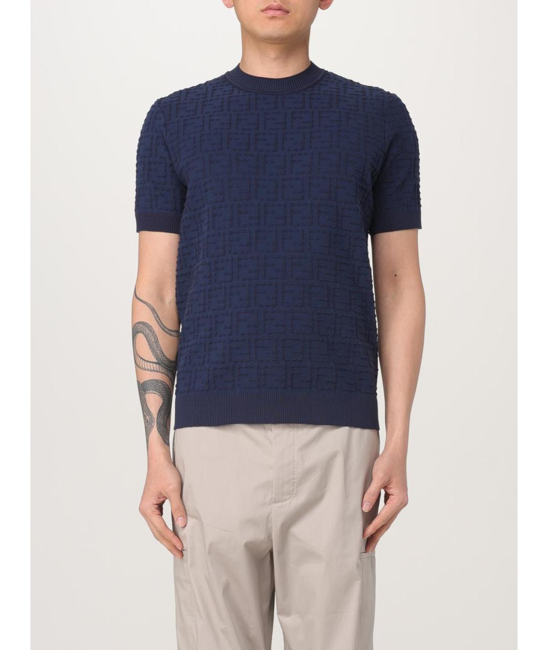 FENDI Синяя хлопковая футболка, фото 6