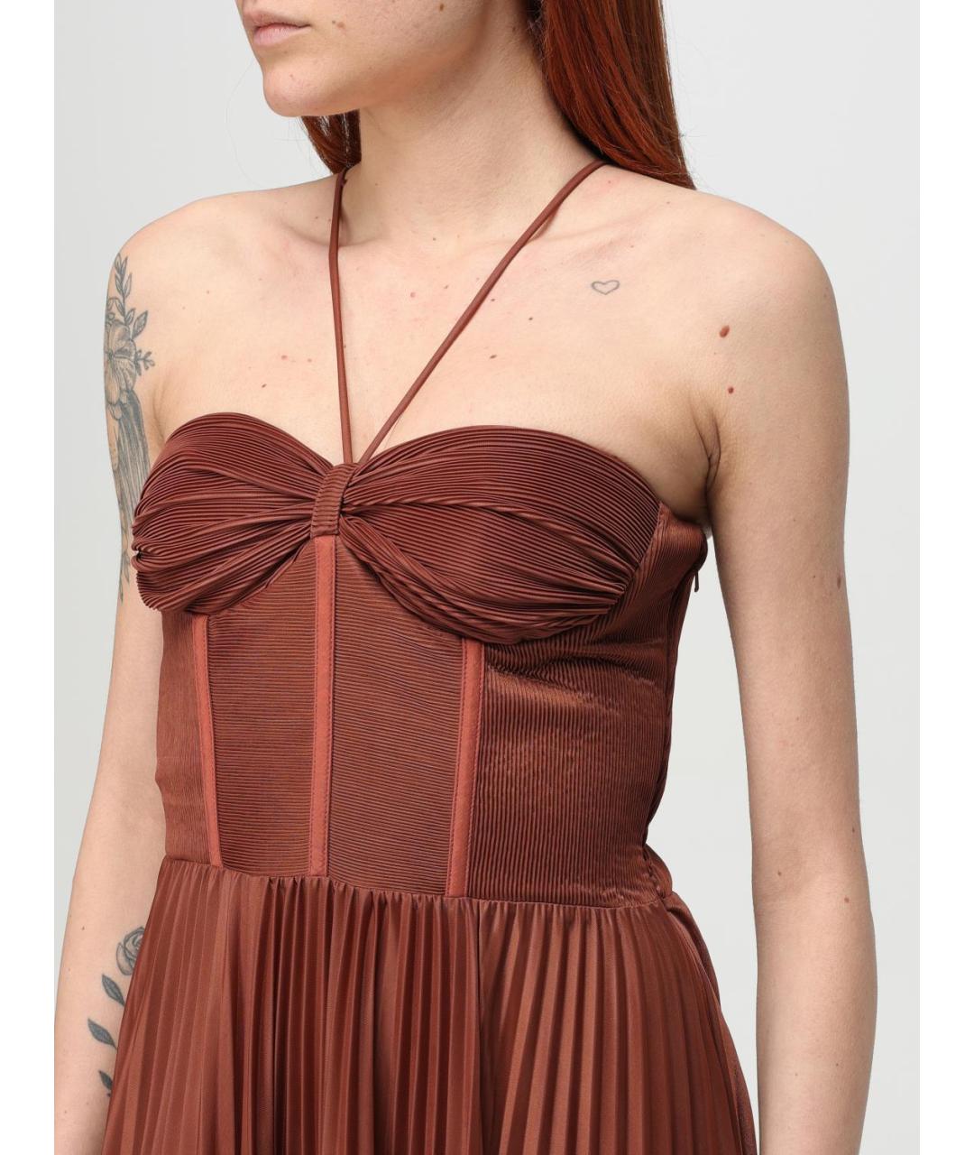 PINKO Коричневое полиэстеровое платье, фото 4
