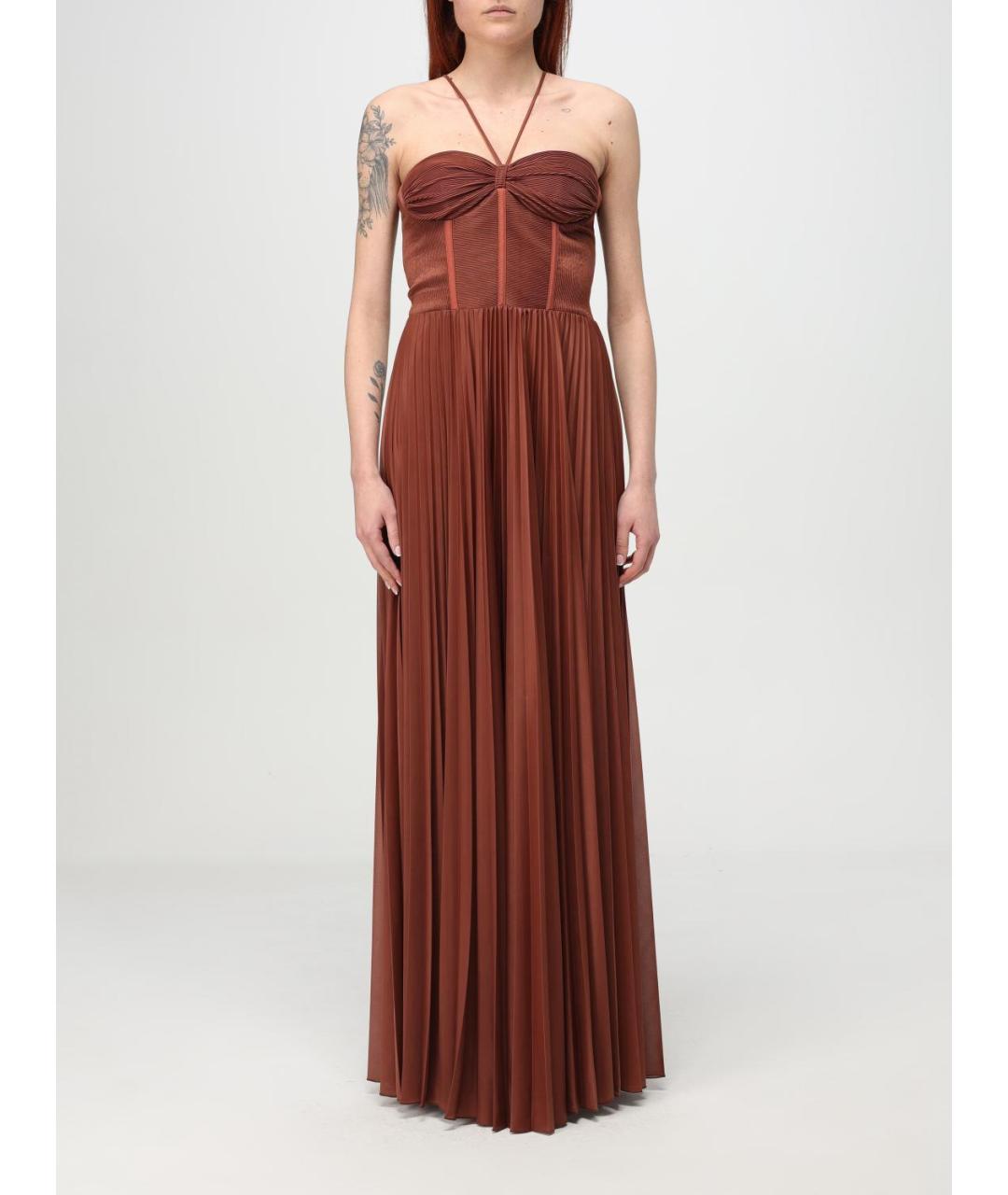 PINKO Коричневое полиэстеровое платье, фото 2