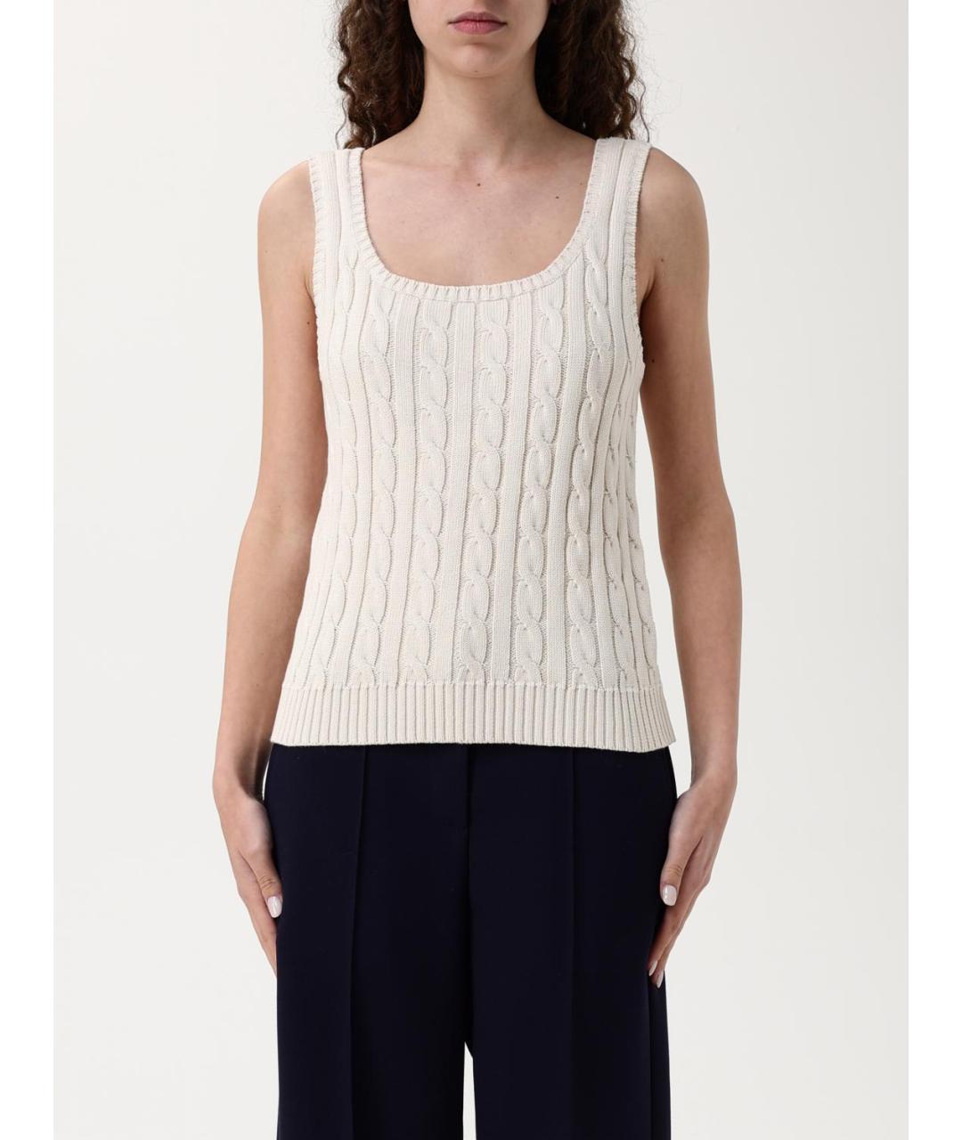 RALPH LAUREN Бежевая хлопковая майка, фото 4