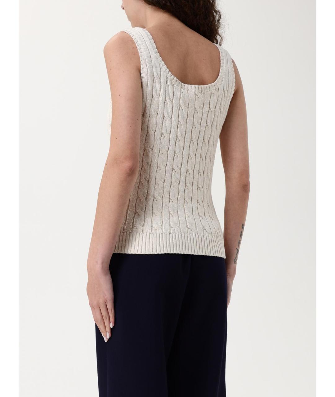 RALPH LAUREN Бежевая хлопковая майка, фото 2