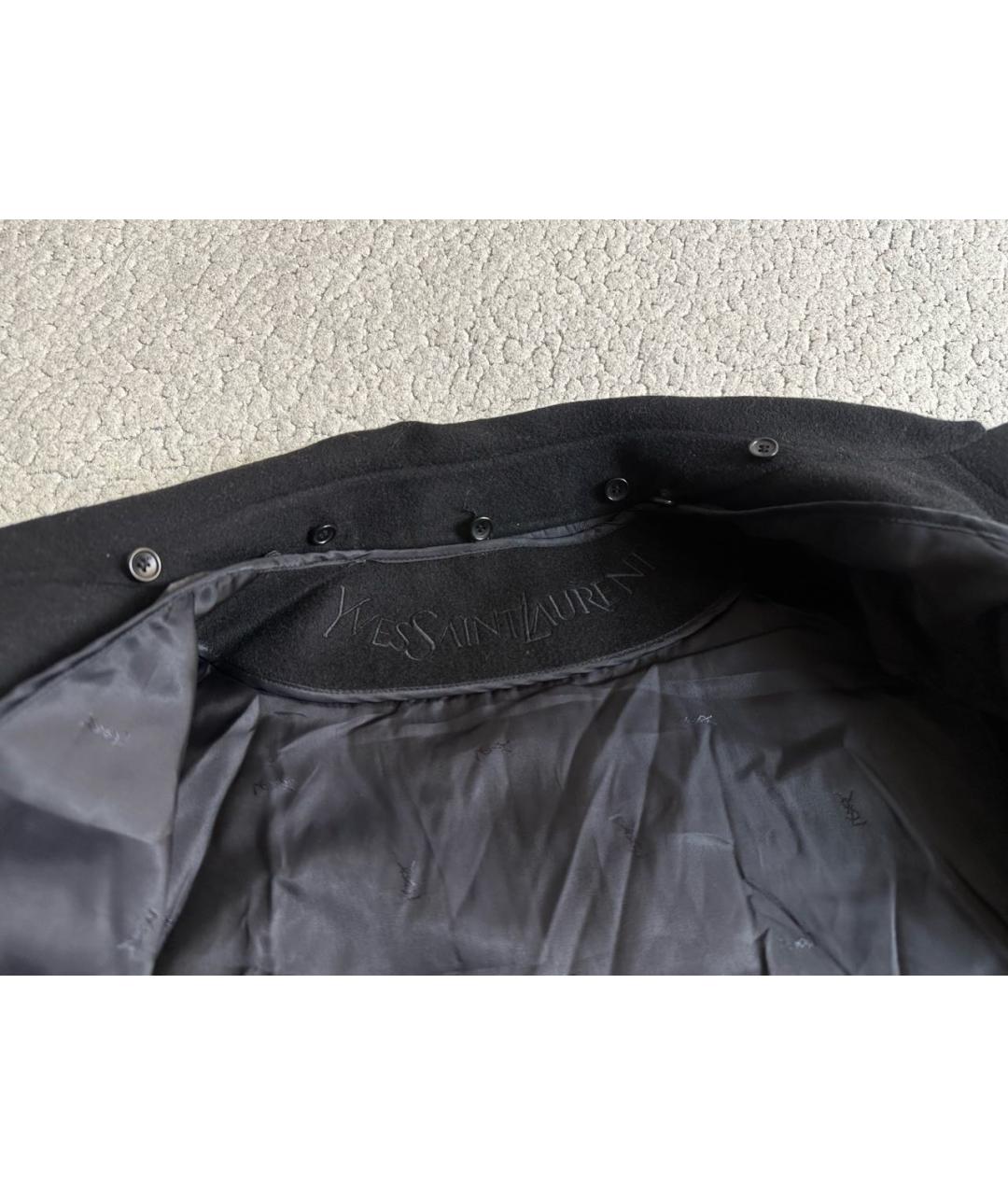 SAINT LAURENT Черное шерстяное пальто, фото 5