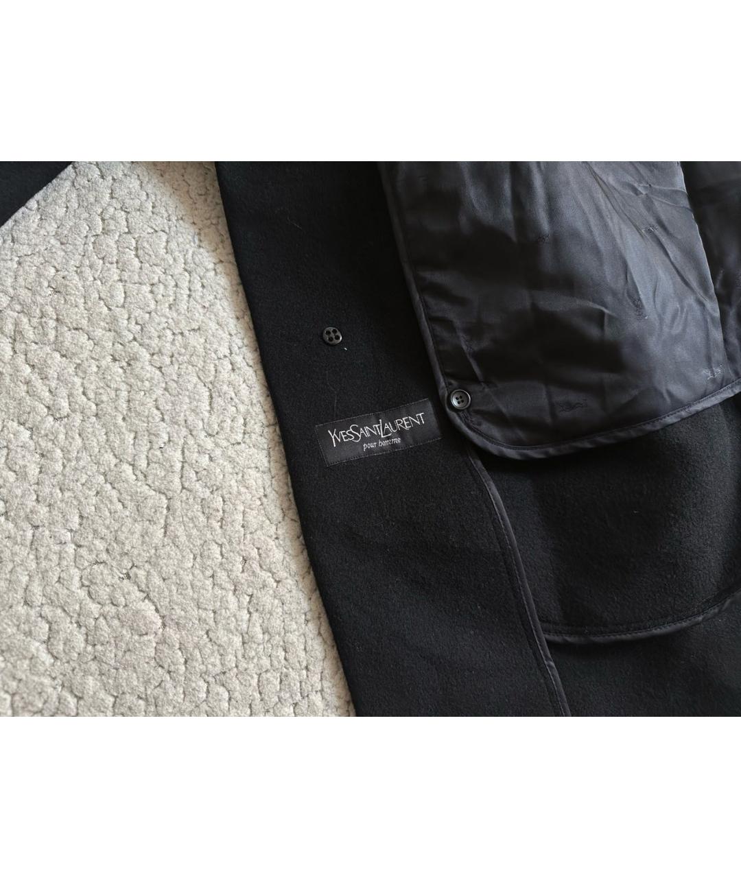 SAINT LAURENT Черное шерстяное пальто, фото 7