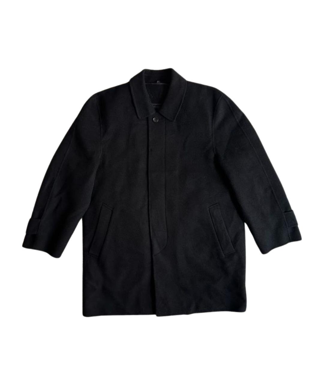 SAINT LAURENT Черное шерстяное пальто, фото 1