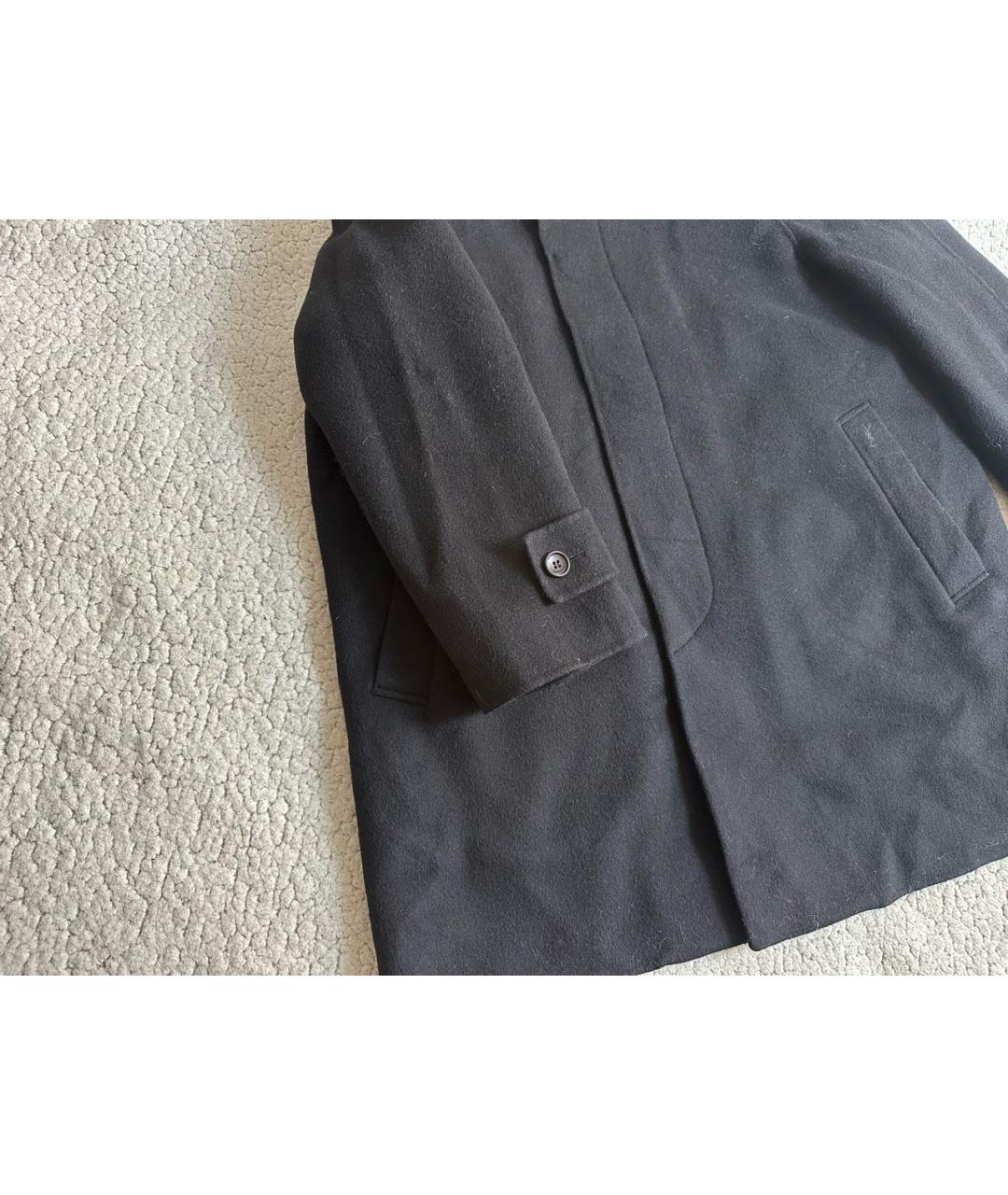 SAINT LAURENT Черное шерстяное пальто, фото 4