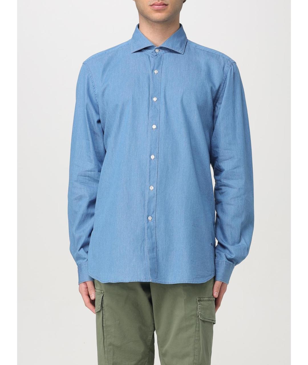 FAY Синяя хлопковая кэжуал рубашка, фото 2
