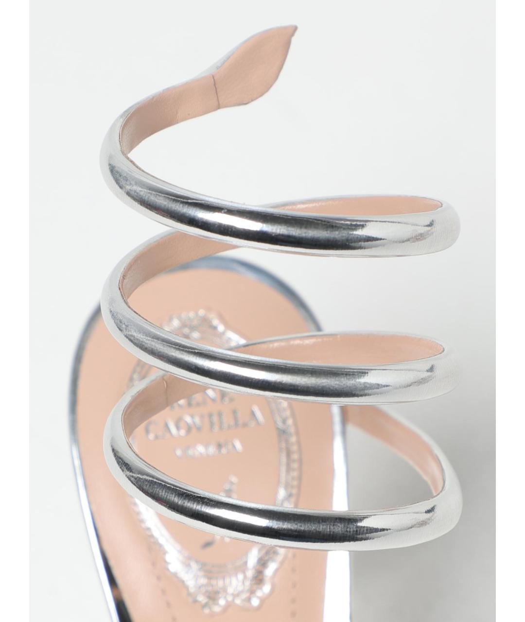 RENE CAOVILLA Серебряные кожаные босоножки, фото 4