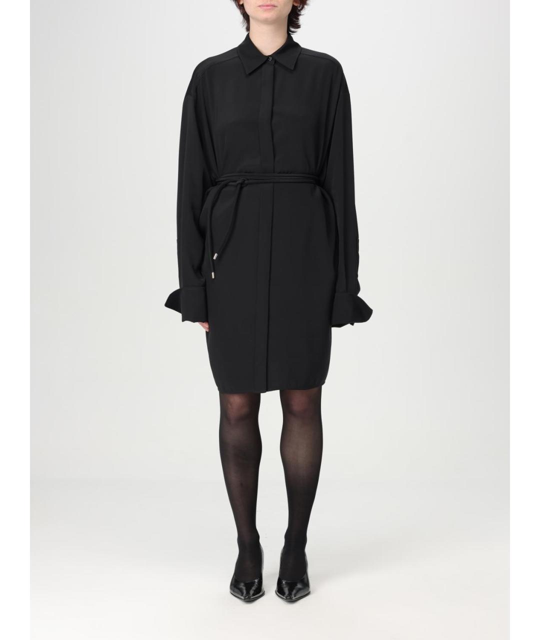 SPORTMAX Черное шелковое повседневное платье, фото 5