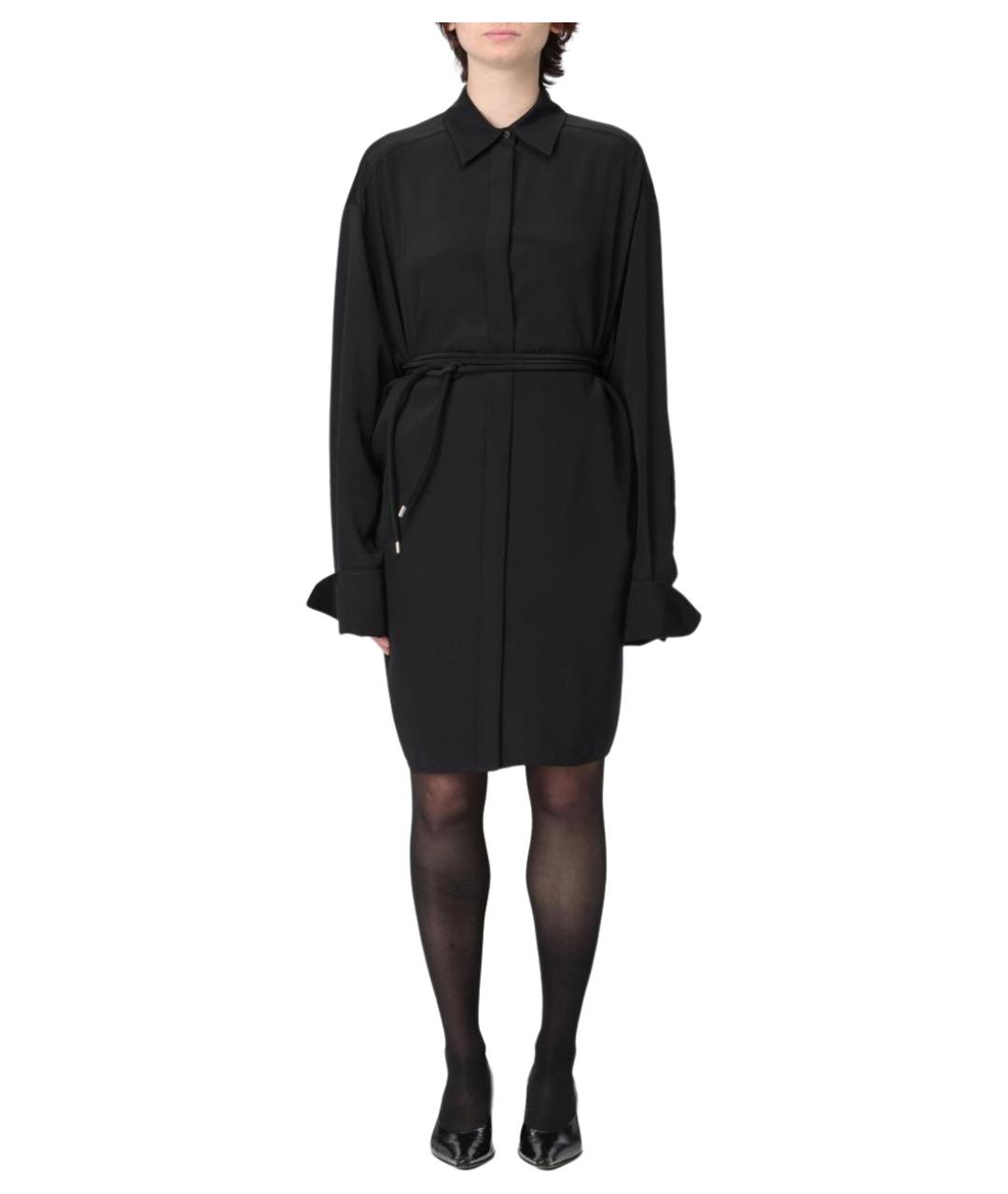 SPORTMAX Черное шелковое повседневное платье, фото 1