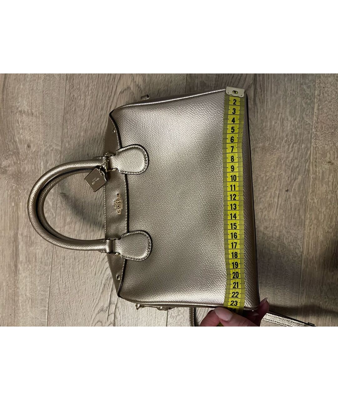 COACH Золотая кожаная сумка тоут, фото 2