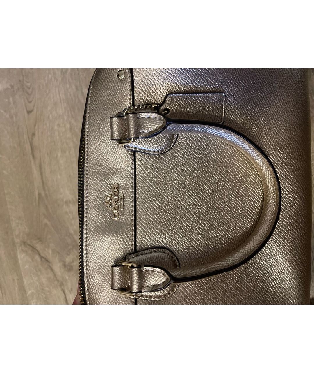 COACH Золотая кожаная сумка тоут, фото 5