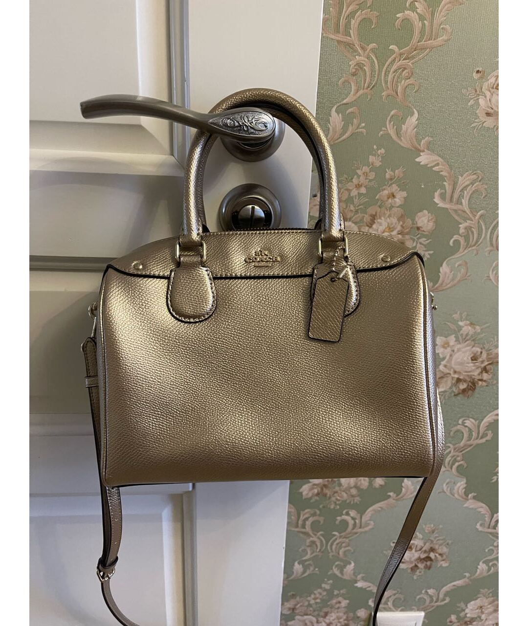 COACH Золотая кожаная сумка тоут, фото 9