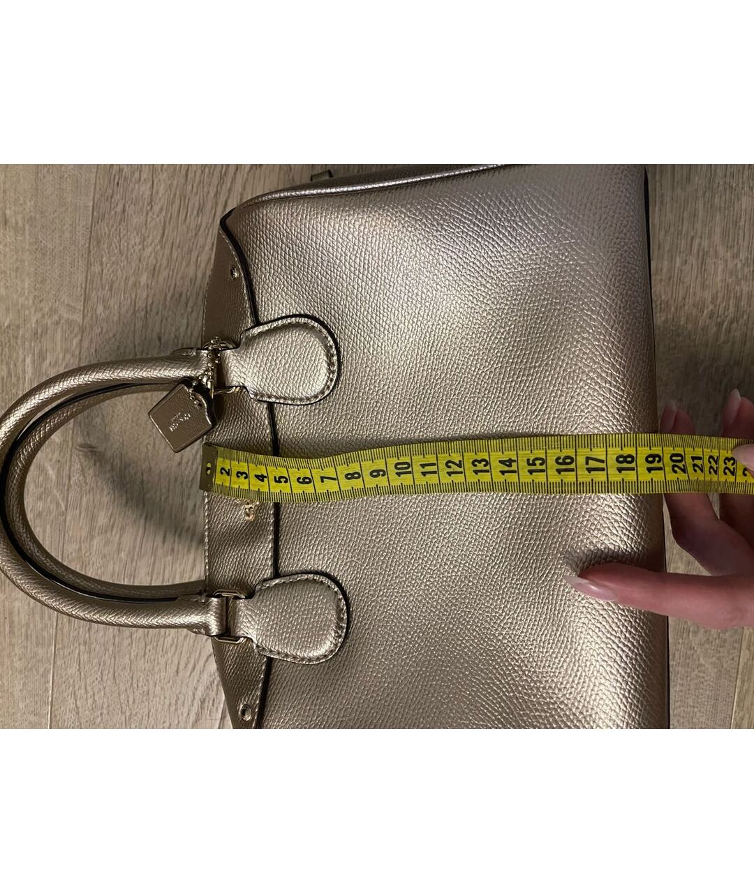 COACH Золотая кожаная сумка тоут, фото 3