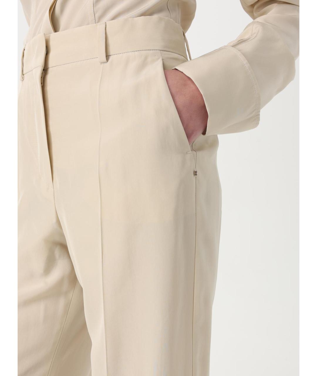 SPORTMAX Бежевые вискозные прямые брюки, фото 5