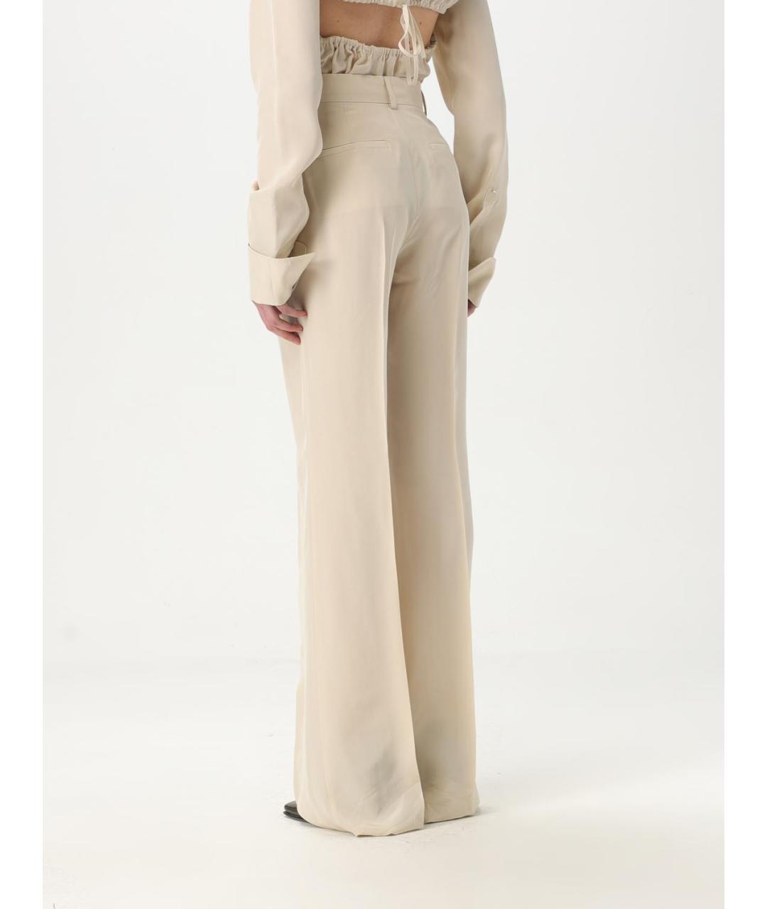 SPORTMAX Бежевые вискозные прямые брюки, фото 3