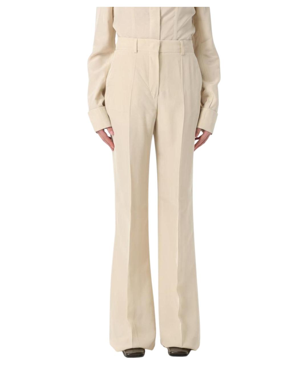 SPORTMAX Бежевые вискозные прямые брюки, фото 1